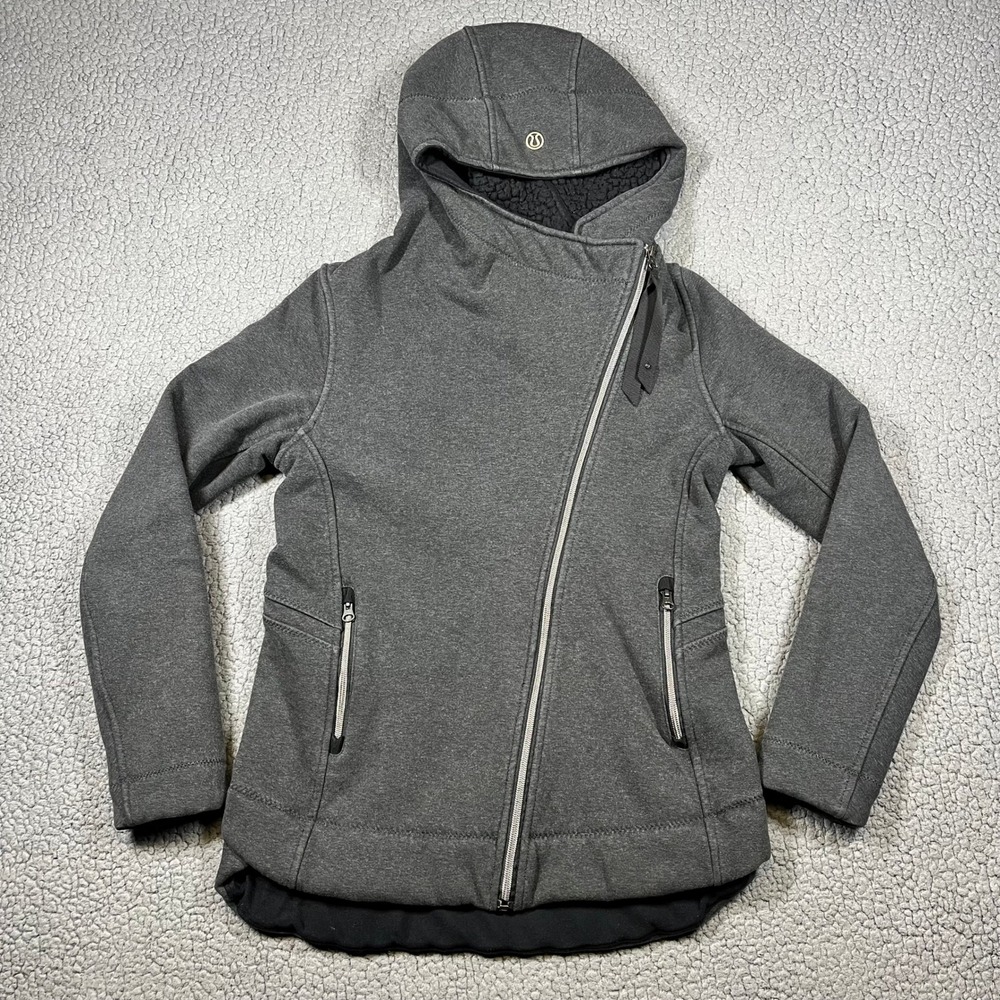 Lululemon Athletica Cozy Up Buttercup Jacket‎ Womens Size 4 Gray Sherpa Lined